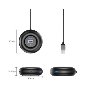 [CLEARANCE] ORICO 4-IN-1 USB HUB 5GBPS (0.3M,1.8M) USB-A Cable with 3.5mm Audio/Microphone Output & 3-Port USB 3.0 | Windows, Linux & macOS Support | for PCs, Computer Desktops & Laptops | USB Hubs & Docking Stations | YX4-U3