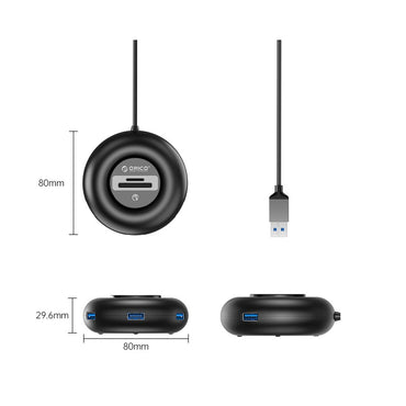 [CLEARANCE] ORICO 4-IN-1 USB HUB 5GBPS (0.3M,1.8M) USB-A Cable with SD/TF Card Reader & 3-Port USB 3.0 | Windows, Linux & macOS Support | for PCs, Computer Desktops & Laptops | USB Hubs & Docking Stations | YX5-U3