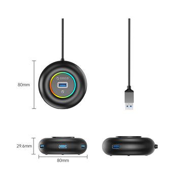 [CLEARANCE] ORICO 4-IN-1 USB HUB 5GBPS RGB (0.3M,1.8M) USB-A Cable with 4-Port USB 3.0 | Windows, Linux & macOS Support | for PCs, Computer Desktops & Laptops | USB Hubs & Docking Stations | YXR2-U3