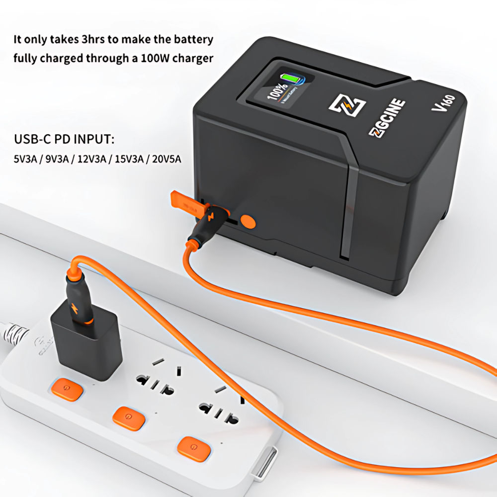 ZGCINE ZG-V50 50Wh / ZG-V99 99Wh / ZG-V160 142Wh 14.8V V-Mount Battery with PD Fast Charging, USB-C, D-Tap, OLED Display, Pocket-Size Design for Mobile Phones, Cameras, LED Lights, Monitors, Video Equipment, Studio & Content Creation