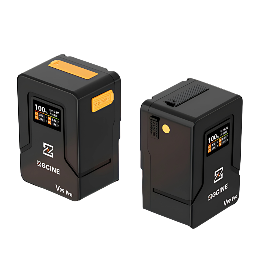 ZGCINE ZG-V99Pro V-Mount Battery 14.8V 99Wh 6400mAh with PD100W Fast Charging, OLED Display, USB-C, D-Tap, BP Input/Output and DC Outputs for Cameras, LED Lights, Monitors, Mobile Phones and Other Digital Equipment | Black | Orange