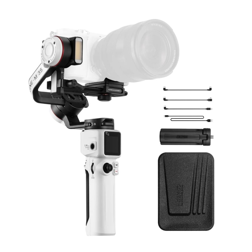 Zhiyun Crane M3S Camera 3-Axis Handheld Gimbal Stabilizer for Mirrorless and Compact Cameras with Built-in LED Fill Light, 7.5 hrs Battery Life, Bluetooth Shutter Control, USB-C PD Fast Charging, Quick Release Plate, 1.22" Screen Display