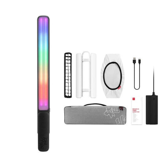 Zhiyun Fiveray F100 100W RGB LED 19.8" Tube Light Wand with Up to 20708 Peak Lumens, 2700-6000K Adjustable Color Temperature,  2600mAh Built-in Battery, Creative Lighting Effects, USB-C PD Fast Charging for Camera Photography & Videography