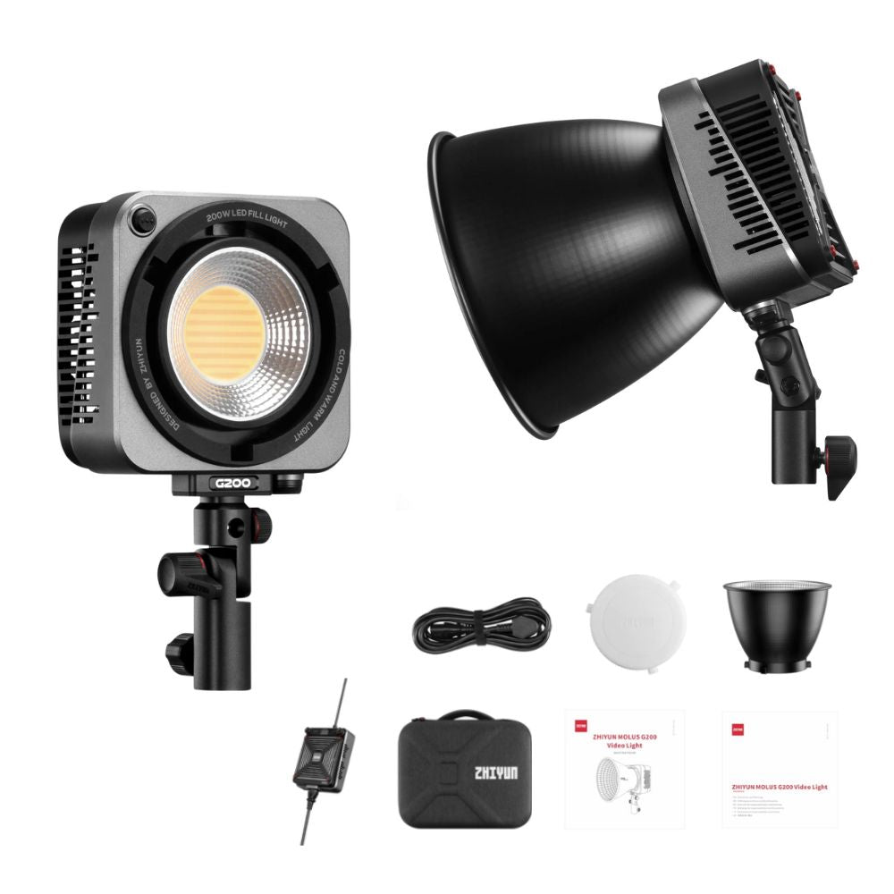 Zhiyun Molus G200 300W Portable Bi-Color LED Monolight Studio Light Kit with Bowens Extension Mount, Reflector, 2700-6500K Adjustable Color Temperature, Bluetooth Mobile App & On-board Control for Camera Photography & Videography