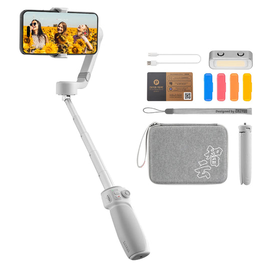 Zhiyun Smooth Q4 Smartphone 3-Axis Handheld Gimbal Stabilizer with Built-In 215mm Extendable Rod, Multifunctional Control Wheel, Tripod, Landscape & Portrait Mode for iPhone & Android Phone