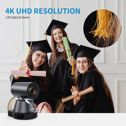 FEELWORLD 4K12X Smart AI-Tracking 4K PTZ Camera USB HDMI POE 12X Optical Zoom Auto Focus Pan Tilt Camera for Live Streaming, Broadcast & Conferencing