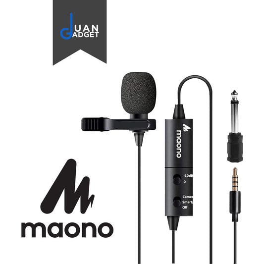 [CLEARANCE] Maono AU-102 AU102 Multipurpose Lavalier/ Lapel Microphone Playback Output Jack with -10dB Attenuation Switch for Voice Over, Interview, Podcastings and Vlogs