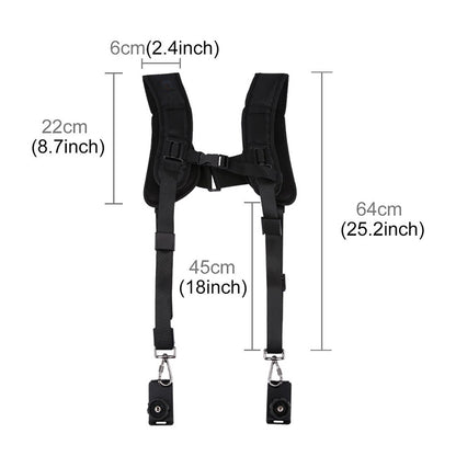 Pxel AA-CS2 Black Double Quick Rapid Camera Shoulder Neck Strap Belt Sling for Canon Nikon Sony Pentax Olympus Panasonic DSLR