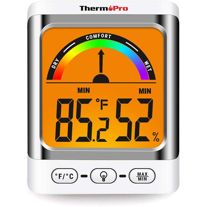 ThermoPro TP-52W TP52W Digital Hygrometer Indoor Thermometer Temperature and Humidity Gauge Monitor Indicator Room Thermometer with Backlight LCD Display Humidity Meter