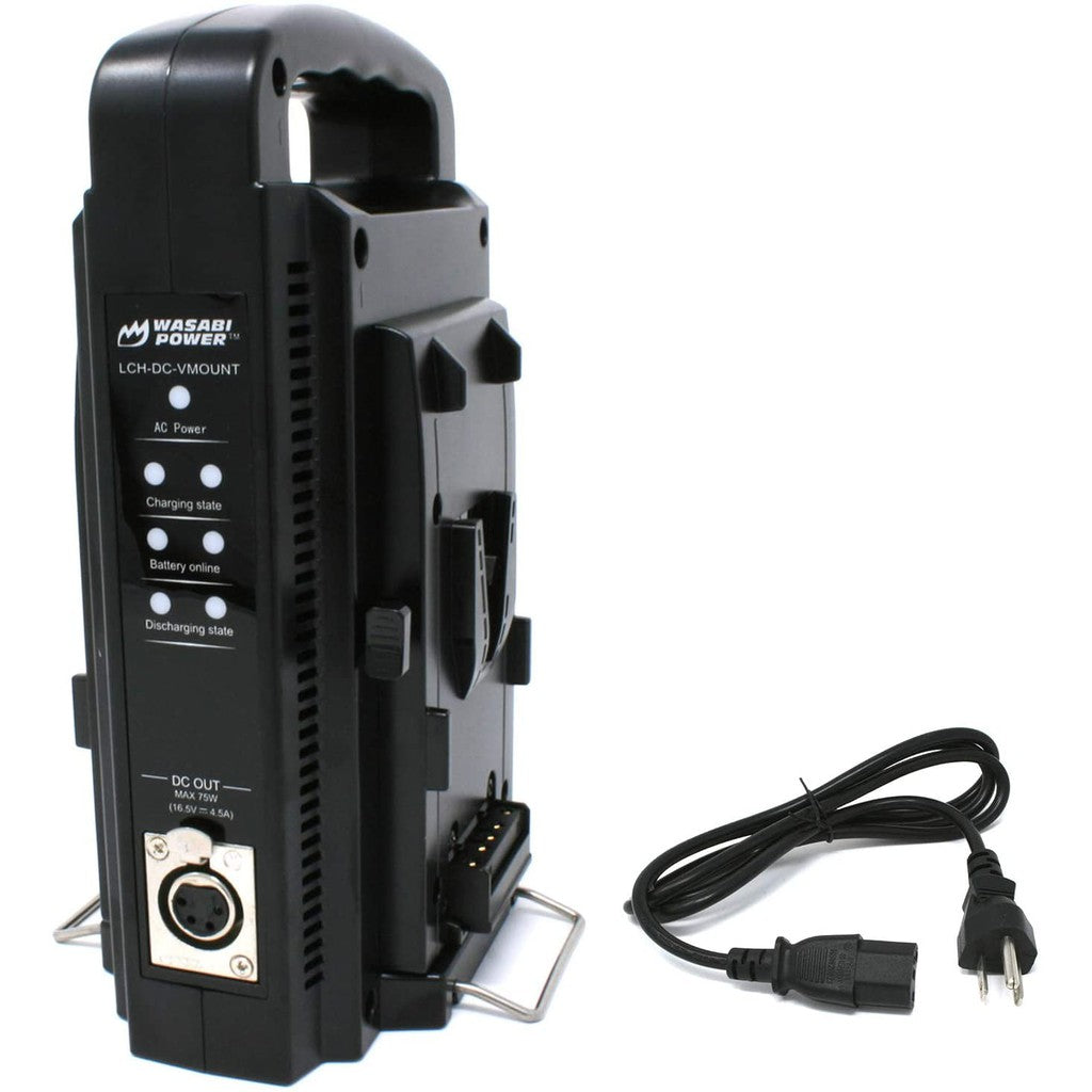 [CLEARANCE] Wasabi Power V-Mount Dual Charger with DC 16.8V Power Supply Output Compatible with Any V-Mount Brick
