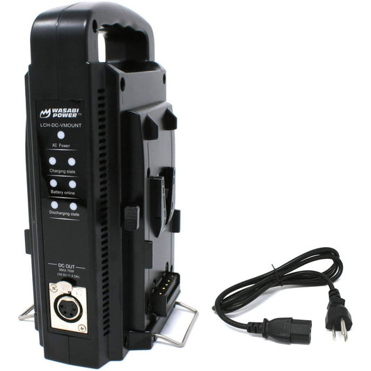 [CLEARANCE] Wasabi Power V-Mount Dual Charger with DC 16.8V Power Supply Output Compatible with Any V-Mount Brick