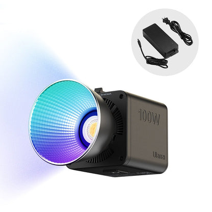 Ulanzi ML100RGB 100W Full-Color RGB COB Video Light 2700-6500K CCT with 20 Lighting Effects, Mini Bowens Mount, LCD Display, Adjustment Knob, 4000mAh Built-in Battery, DC and USB C Charging Ports for Photography, Studio Lighting Equipment