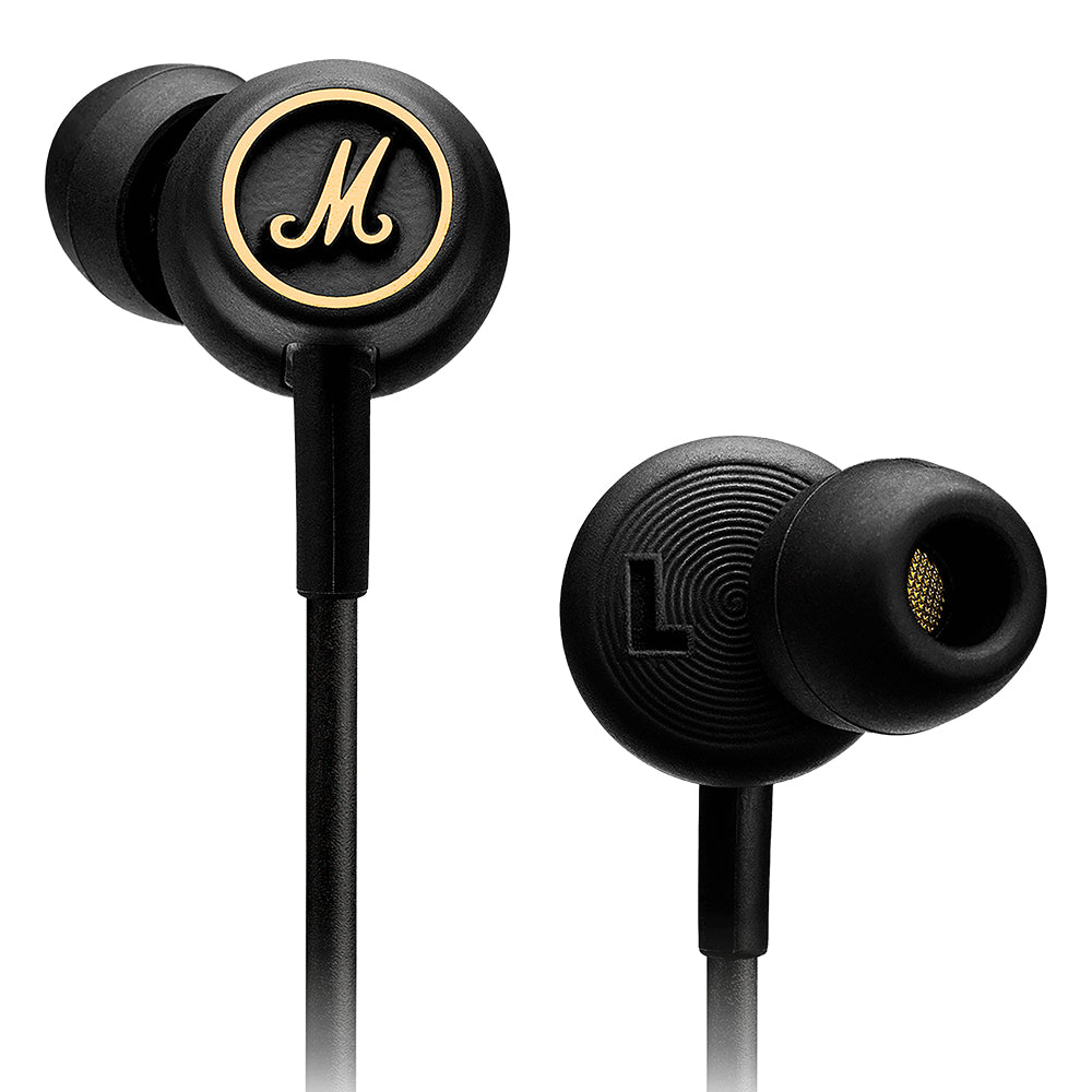Marshall Mode / EQ In-Ear 3.5mm Wired Headphone Earphones and Interchangeable Sleeves (Black Gold)