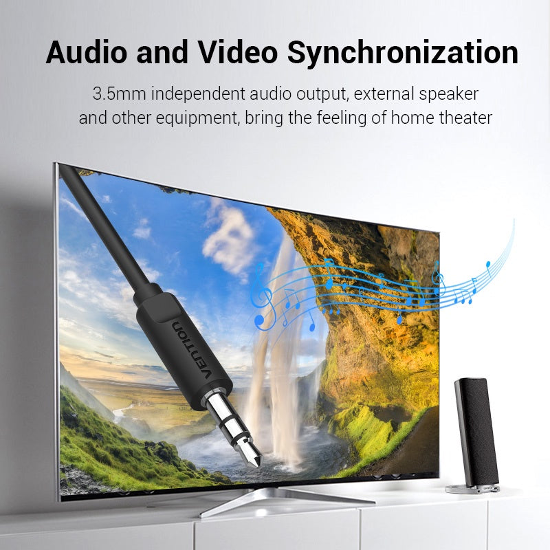 [CLEARANCE] Vention HDMI to VGA 2M Converter Cable with 3.5mm Audio Output and USB Power Supply 1080p 60Hz (ABIBH)