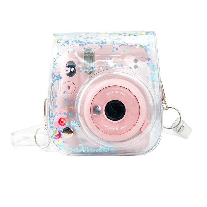 [CLEARANCE] Pikxi BMP11 Fujifilm Instax Mini 11 PU Leather Camera Case Bag with Shoulder Strap Protective Case (Clear Designs)