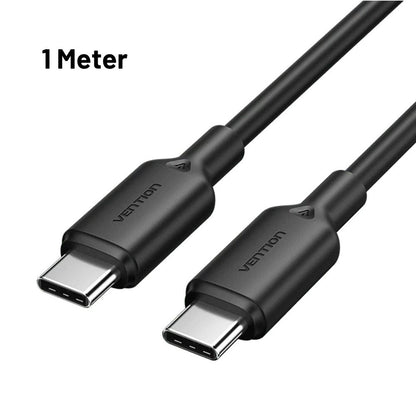 Vention 1M / 2M 60W USB 2.0 Type-C Male to Type-C Male PD Fast Charging Data 3A Cable with High-Speed 480Mbps Transfer Rate for Smartphone, Tablet, Laptop, Gaming Console - Black / White / Pink / Blue