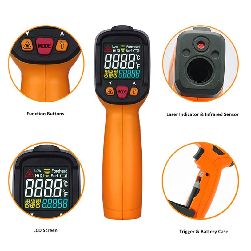 [CLEARANCE] PeakMeter PM6530B Laser LCD Digital IR Infrared Thermometer Temperature Meter Gun Point -50~550 Degree Non-Contact Thermometer