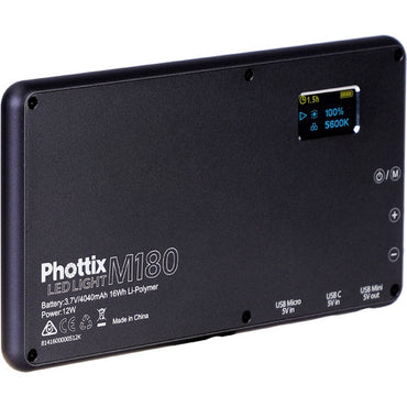 [CLEARANCE] Phottix M180 Bicolor LED Panel and Power Bank (Black)