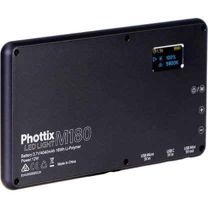 [CLEARANCE] Phottix M180 Bicolor LED Panel and Power Bank (Black)