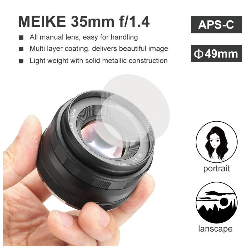 [CLEARANCE] Meike 35mm F/1.4 Large Aperture Manual Focus Lens for Micro Four Thirds M43 MFT Cameras Panasonic Olympus