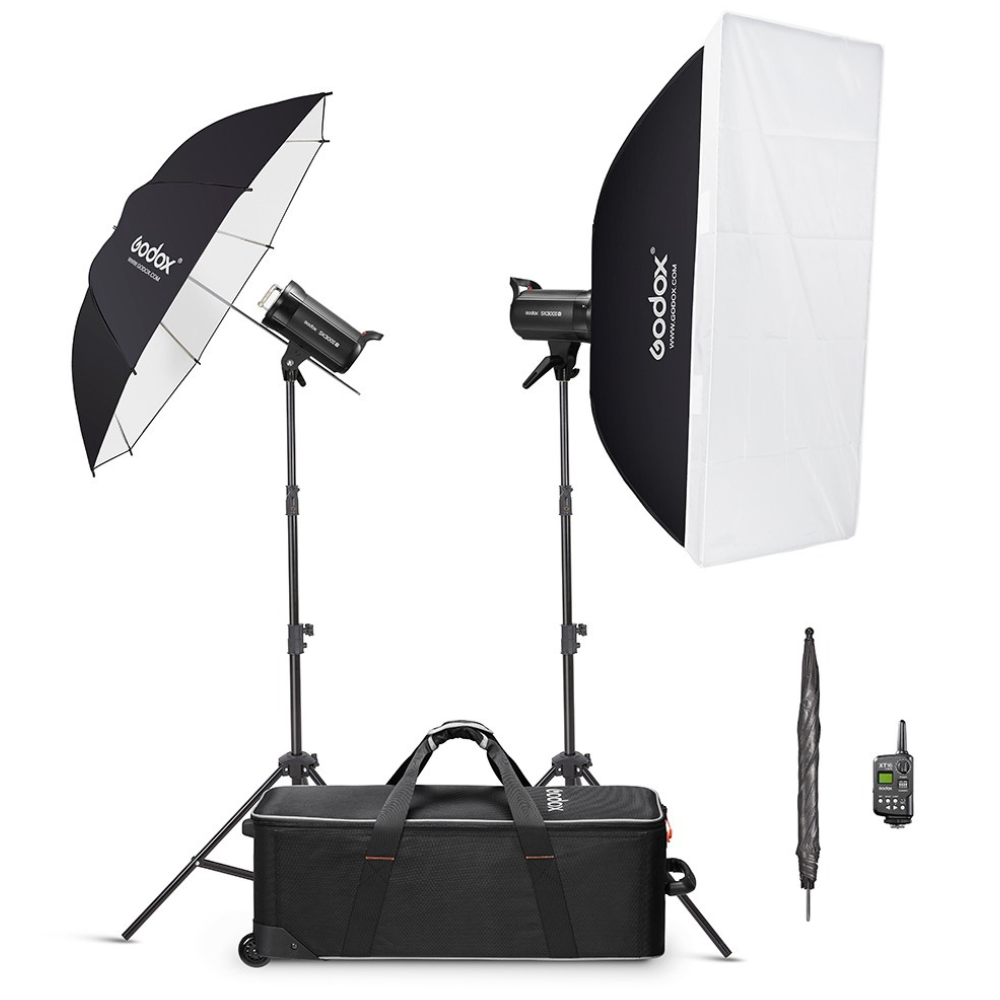 Godox SK300II-D SK300II-E Daylight 300W 3-Kit 2-Kit 2.4G Strobe Flash Kits with Bowens S Front Accessory Mount, 5600K CCT Range, Anti-Preflash Function for Professiol Photography and Studio Lighting Equipment