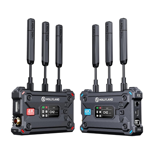 Hollyland PYRO S 4K SDI / HDMI Wireless TX + RX Video Transmitter and Receiver Transmission System Set with 50ms Low Latency, Max 1300ft LOS Range and Smart Channel Scan for Live Streaming, Broadcasting, and Recording