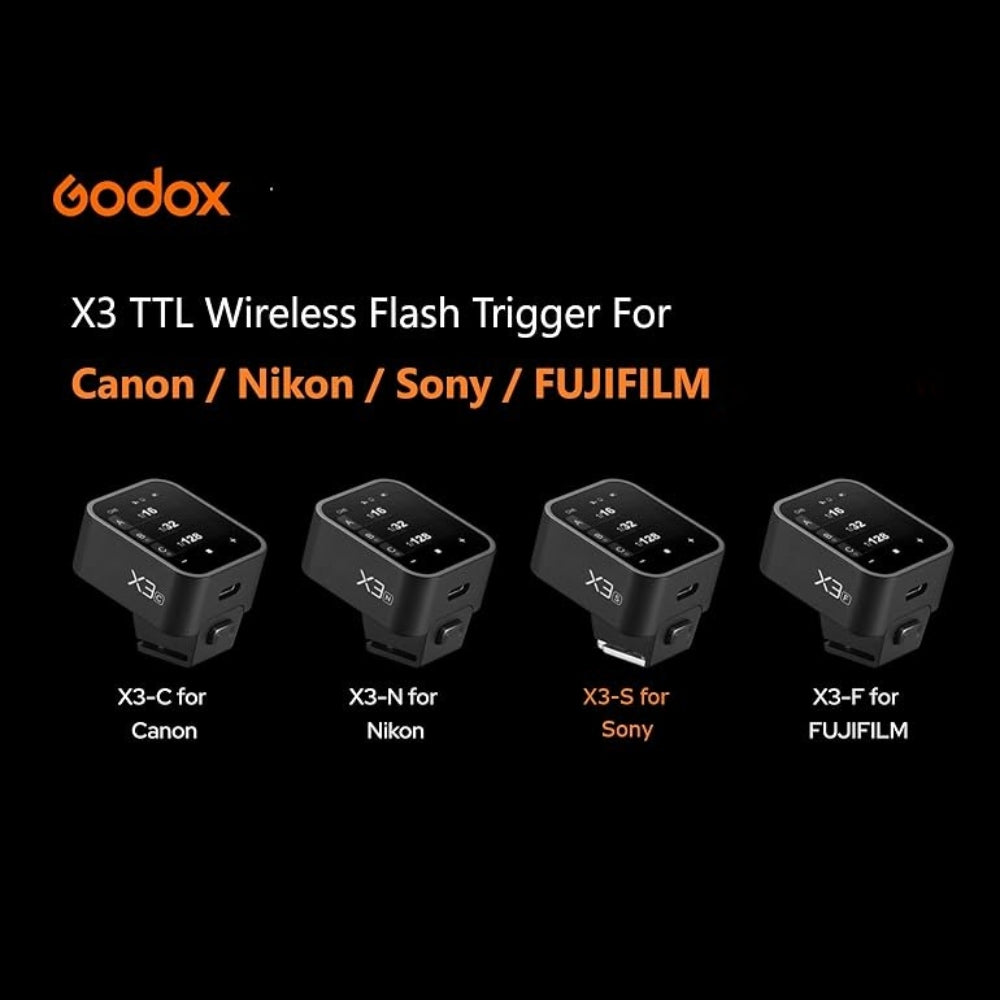 Godox X3 TTL 2.4G Wireless Flash Trigger for FUJIFILM Sony Canon Nikon Digital Cameras with OLED Touch Screen Display, Built-In Rechargeable Battery, USB C Fast Charging, 32 Channels, 99 IDs, 100m Long Range Transmitter for Photography