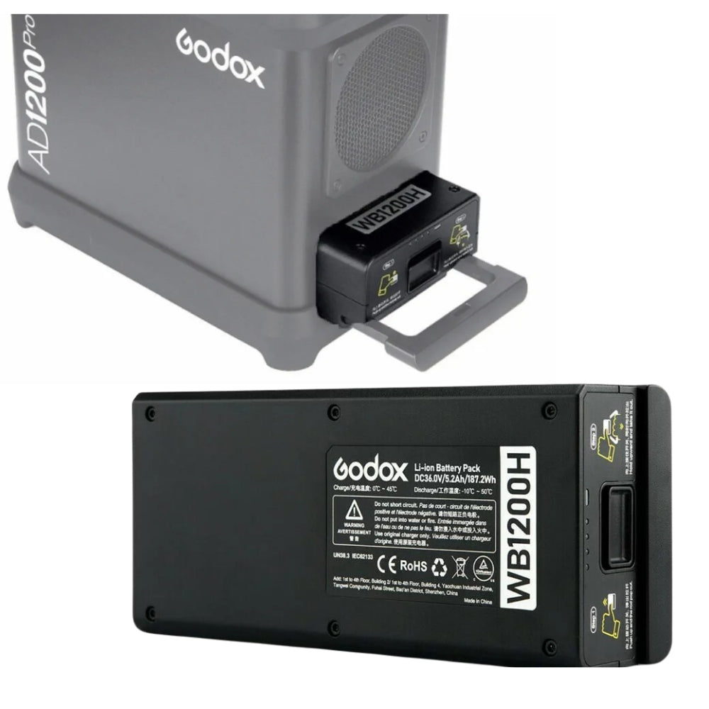 Godox WB1200H Rechargeable 5200mAh Lithium-Ion Battery Pack with LED Capacity Indicator for AD1200Pro Flash Kit