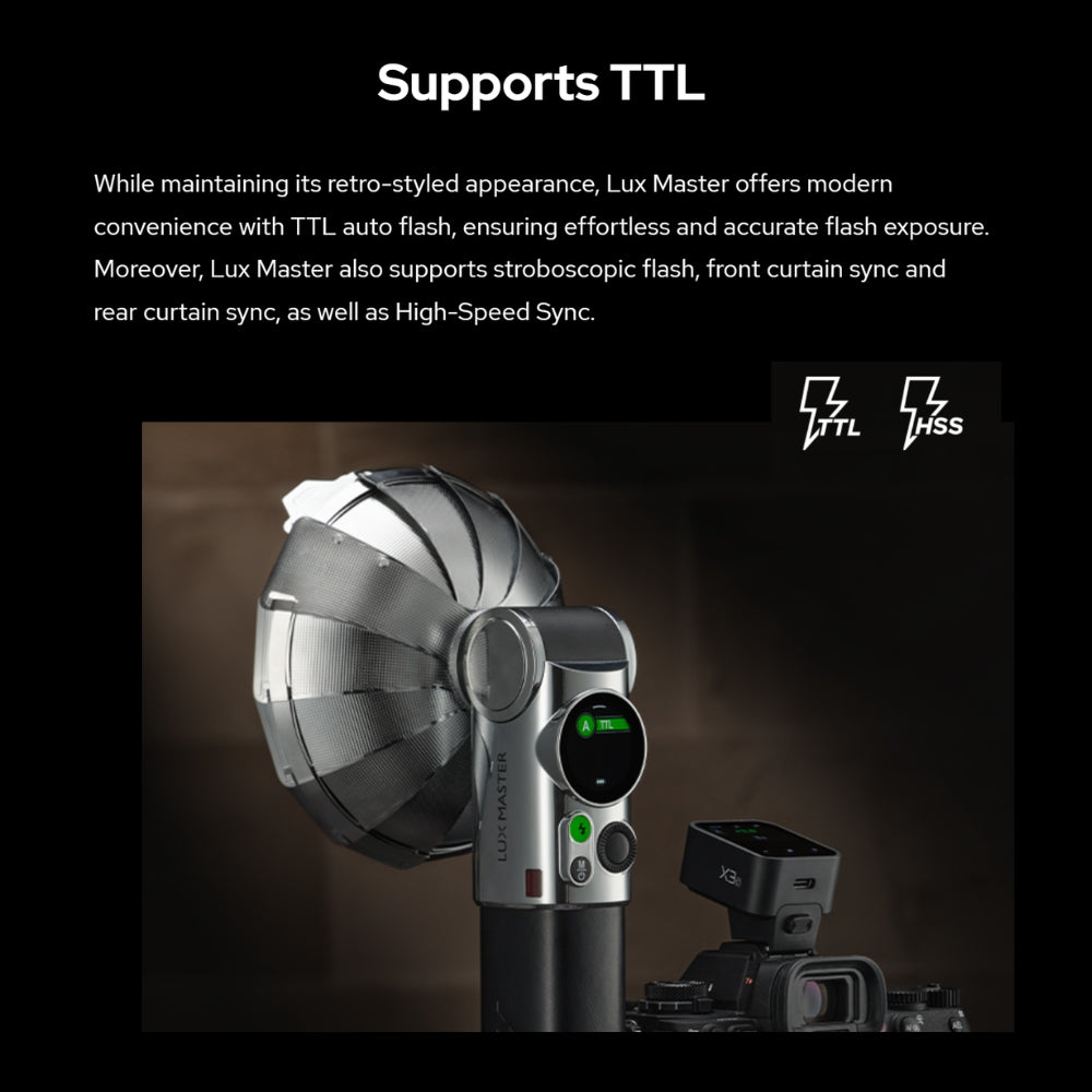 Godox Lux Master 2.4GHz Wireless TTL HSS Retro Camera Flash with Max 100m Operatiol Range and 2980mAh Battery for Photography