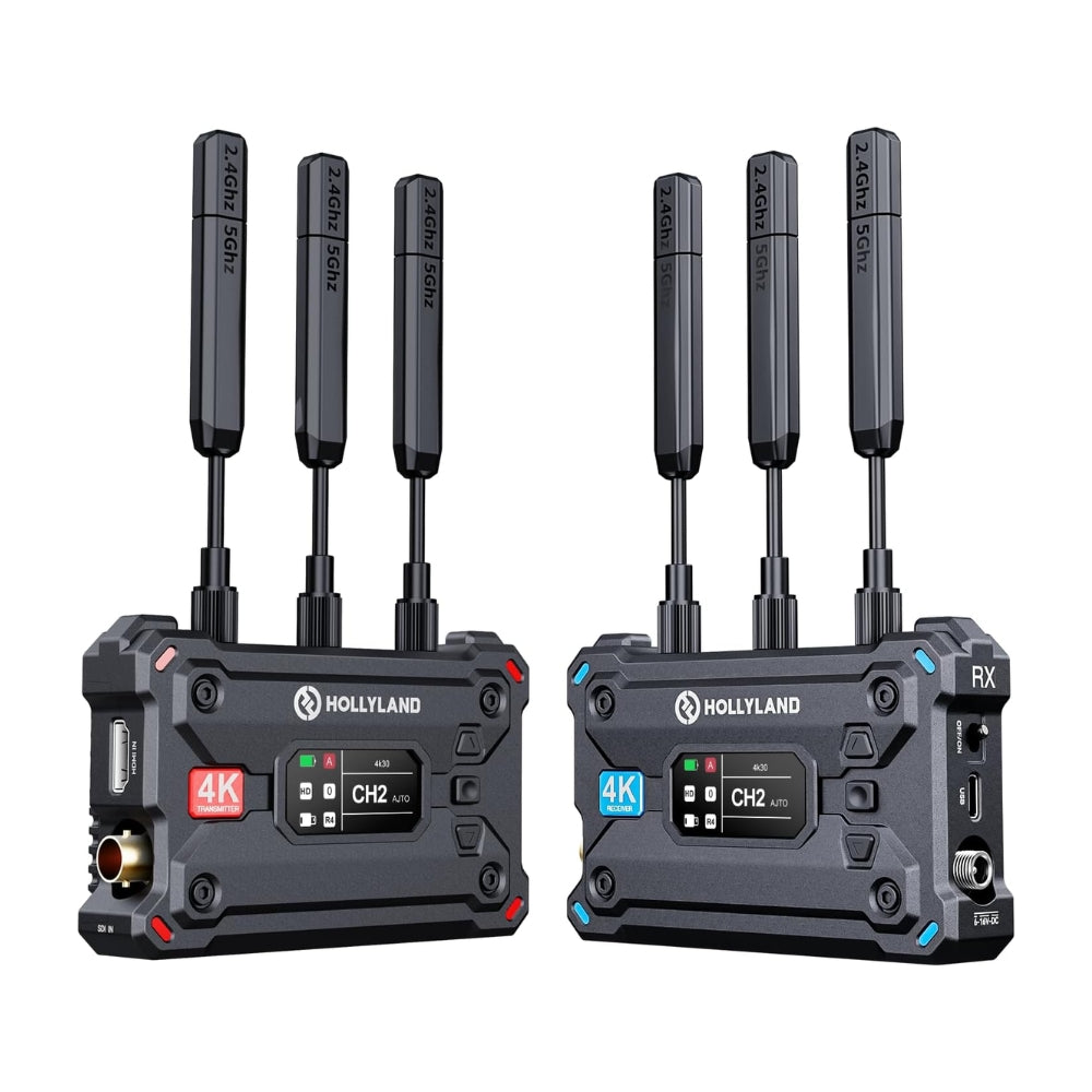 HOLLYLAND PYRO S HDMI / SDI Wireless 4K 30fps UHD Video Transmission System TX Transmitter + RX Receiver with Max 1300ft LOS Range, 50ms Low Latency, UVC & RTMP Streaming, Multi Power Supply Options for Live Broadcasting, Videography