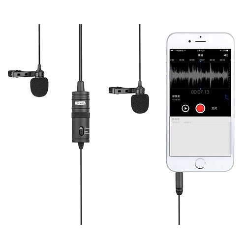 [CLEARANCE] Boya BY-M1DM Dual Lavalier Microphone for Smartphones, DSLR Cameras, Audio Recorders, PC ideal for Vlog, Youtube, Streaming M1DM