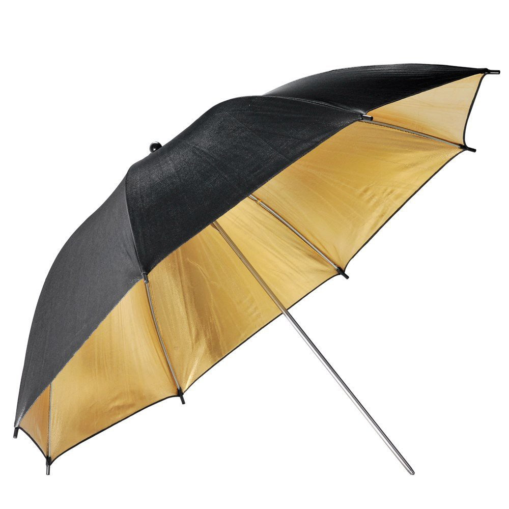 [CLEARANCE] Pxel UM-BG84 33" 84cm Black and Gold Reflective Lighting Umbrella - Great for Portrait Photography Studio