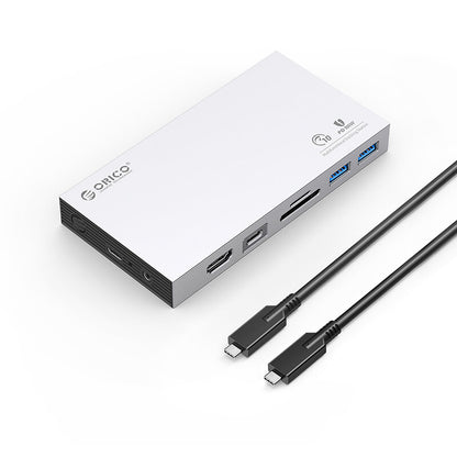 [CLEARANCE] ORICO CDH-10H Type C 10-in-1 Multifunctiol Aluminum Alloy + ABS Docking System with USB-A, USB-C, HDMI 4K, TF/SD, LAN, and Audio/Mic, for Windows and Mac OS | Grey
