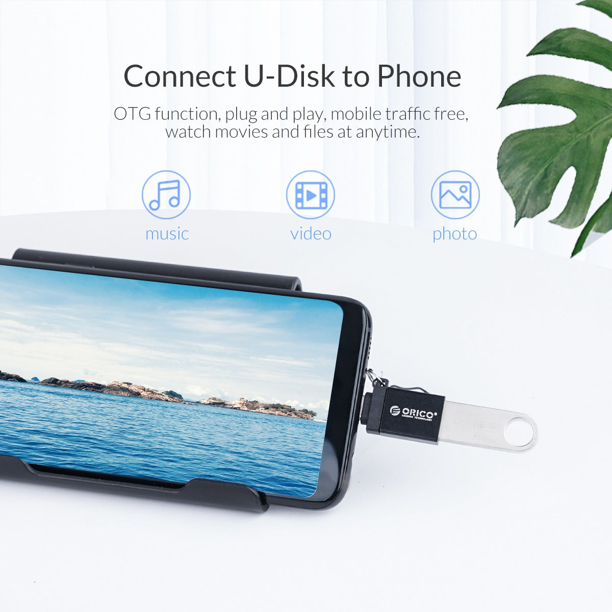 ORICO UT01 2-in-1 Portable Charge and Data Transfer OTG Aluminum Alloy Adapter USB 3.0 to Type C with Anti-Magnetic Anti-Shock Heatproof Waterproof Feature