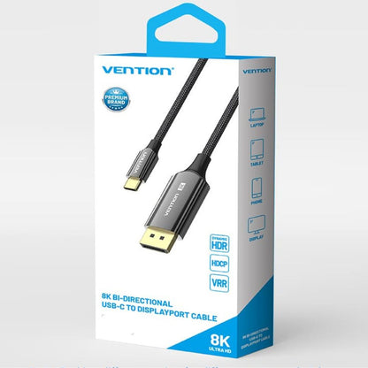 Vention 8K HDR Bi-Directiol USB-C to DisplayPort Video Converter with Cotton Braided Cable and Gold Plated Connectors for Desktop Computer, Laptop to Smart TV, Projector, Monitor