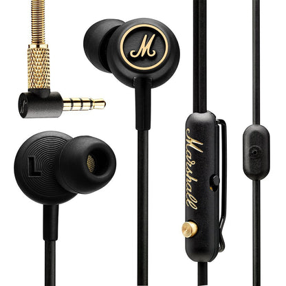 Marshall Mode / EQ In-Ear 3.5mm Wired Headphone Earphones and Interchangeable Sleeves (Black Gold)