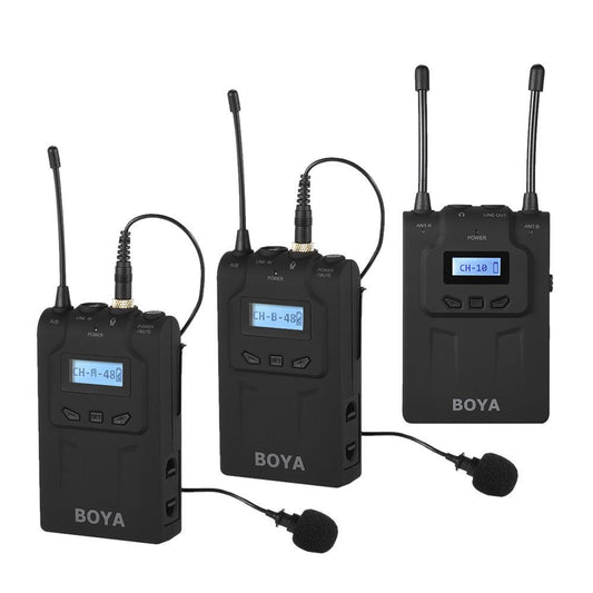 [CLEARANCE] Boya BY-WM8 Pro K2 UHF Dual Channel wireless Lapel Receiver with Two Lavalier Microphone Transmitter