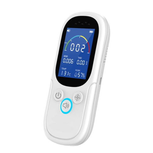 [CLEARANCE] Noyafa JMS12 Digital Air Quality Co2 Carbon Dioxide Temperature Humidity Tester Rechargeable Detector with TVOC / HCHO Sensor, USB Type-C Port, Battery Level Display, Brightness Adjustment and Sound Alarm for Home and Office Use