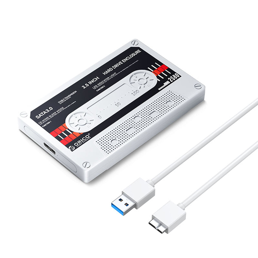 ORICO 2.5 inch Tape Style SATA to USB 3.0 HDD/SSD Hard Drive Enclosure Tool-Free with (0.5m) Micro-B to USB-A Cable, 5Gbps Fast Transmission Rate, 6TB Max. Disk Capacity for Windows, macOS, Linux, PC, Laptop, TV, PS5 | 2580U3-V1