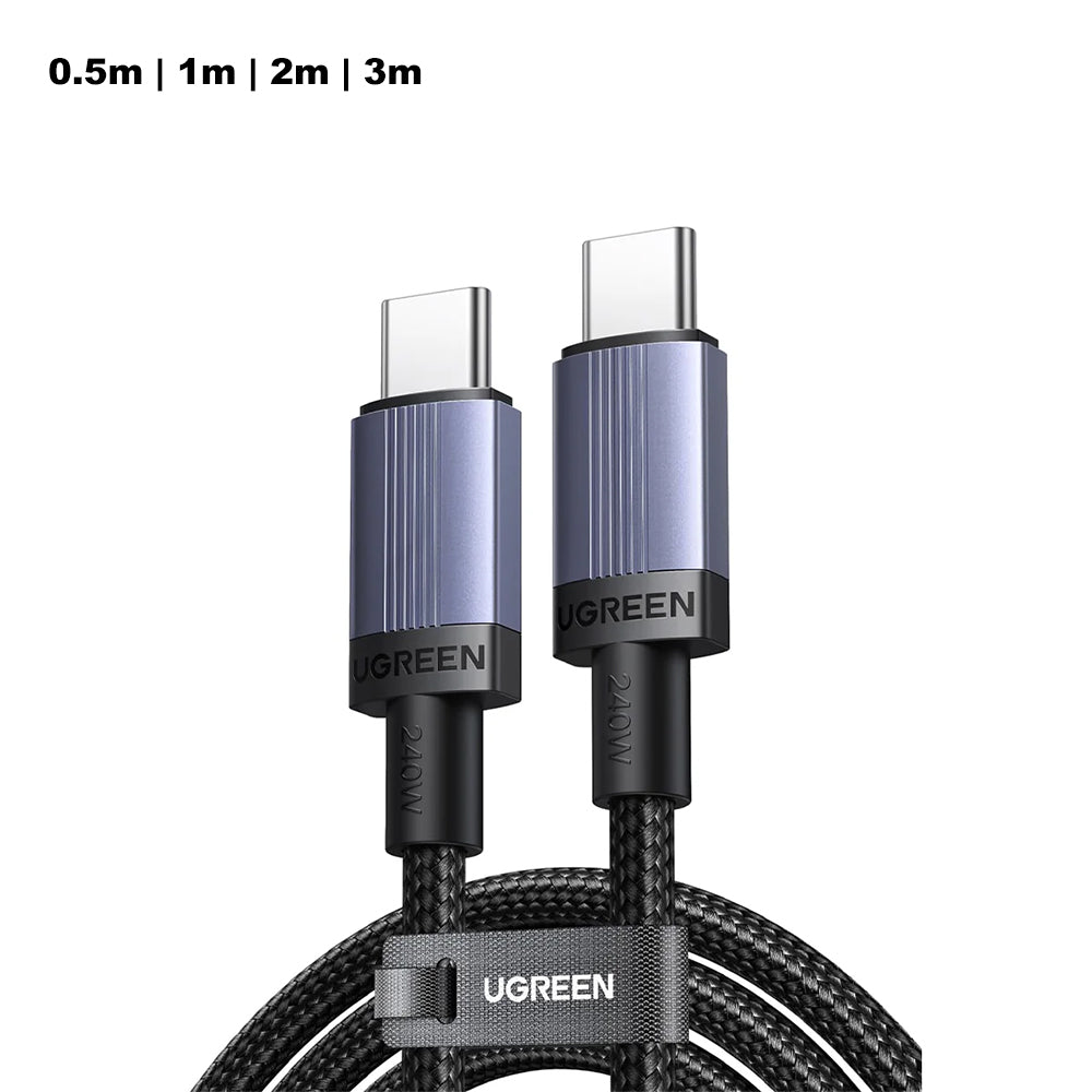 UGREEN 0.5m 1m 2m 3m USB-C to USB-C Male PD 240W Fast Charging Cable Nylon Braided Cord for Smartphones and Other Devices