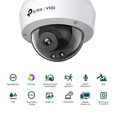 TP-Link VIGI C230 2.8MM / 4MM 3MP Full-Color Dome Network CCTV Camera