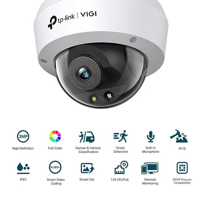 TP-Link VIGI C230 2.8MM / 4MM 3MP Full-Color Dome Network CCTV Camera