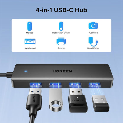UGREEN 4-Port USB 3.2 Gen 1 Hub with 4 USB-A Ports, Up to 5Gbps High-Speed Data Transfer