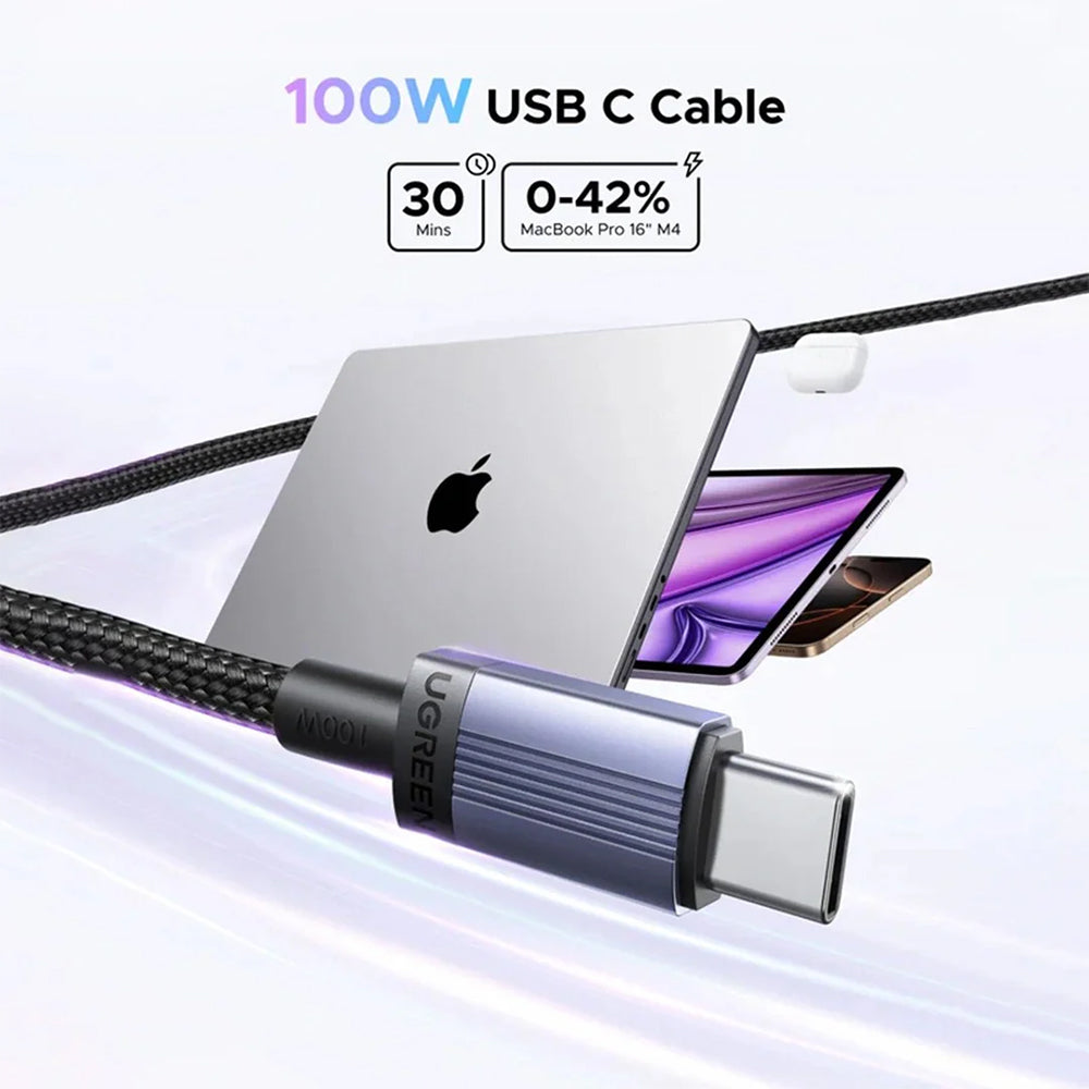 UGREEN USB-C to USB-C 5A/100W PD Fast Charging Braided Cable 0.5M/1M/2M/3M