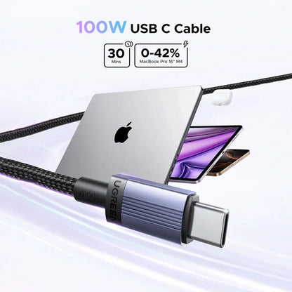 UGREEN USB-C to USB-C 5A/100W PD Fast Charging Braided Cable 0.5M/1M/2M/3M