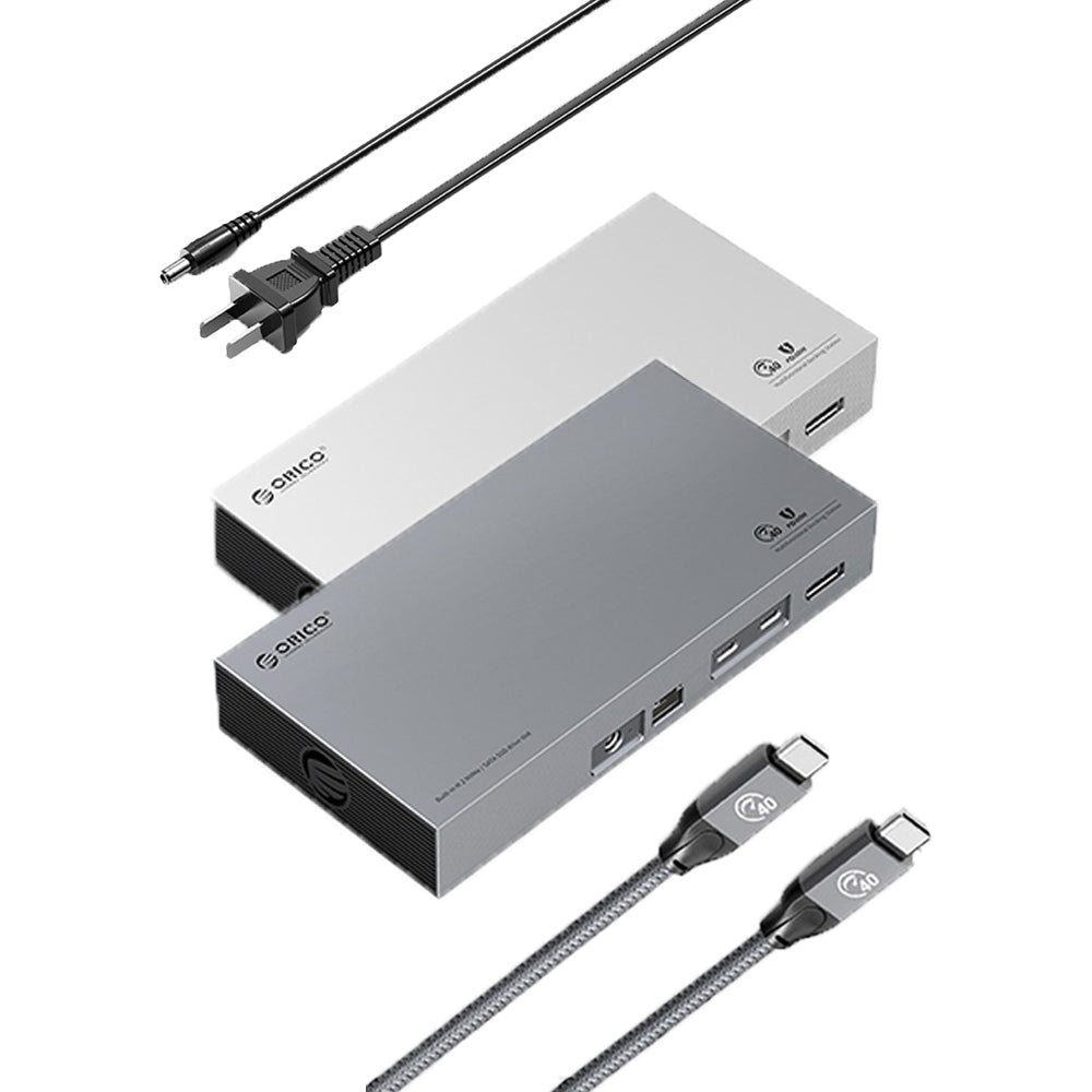 ORICO 11-in-1 Thunderbolt 3 40Gbps Type-C Docking Station with Dual-Bay M.2 NVMe SATA SSD Enclosure, DP 8K@30Hz Video Converter, RJ45 1000Mbps, USB-C/A Hub 10Gbps, PD 60W, 3.5mm Audio/Mic - Supports Windows & macOS PCs, Computers, Laptops