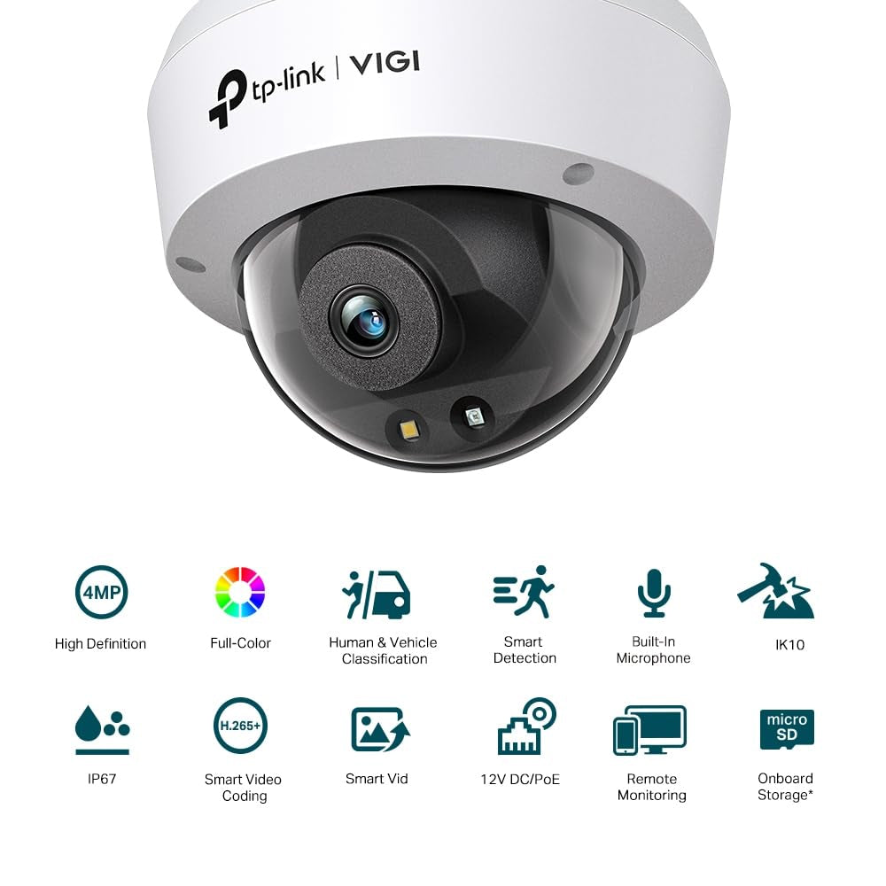 TP-Link VIGI C240 2.8MM / 4MM 4MP Full-Color Dome Network CCTV Camera