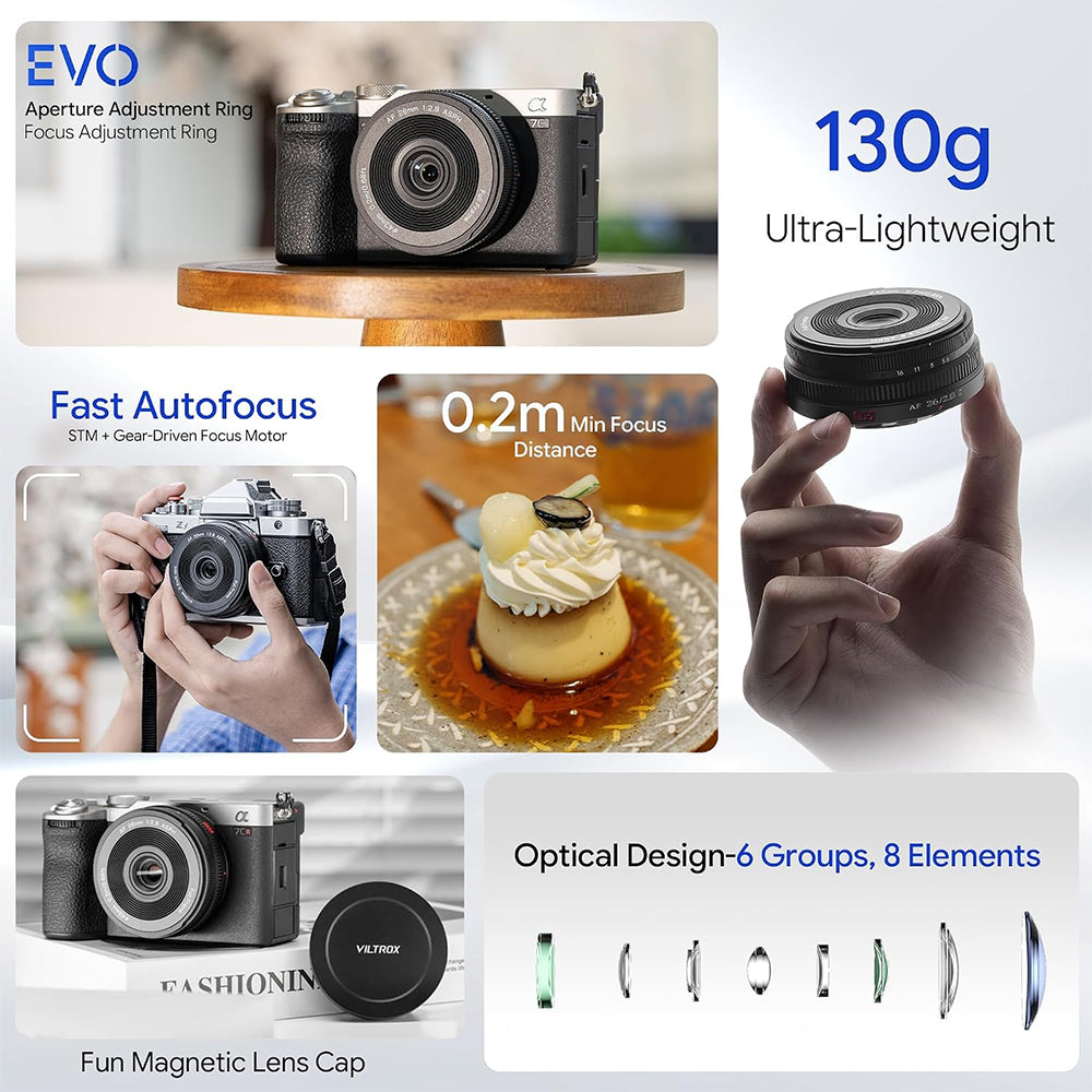 VILTROX AF 26mm F2.8 Full Frame Autofocus Pancake Prime Lens Sony E & Nikon Z Mount