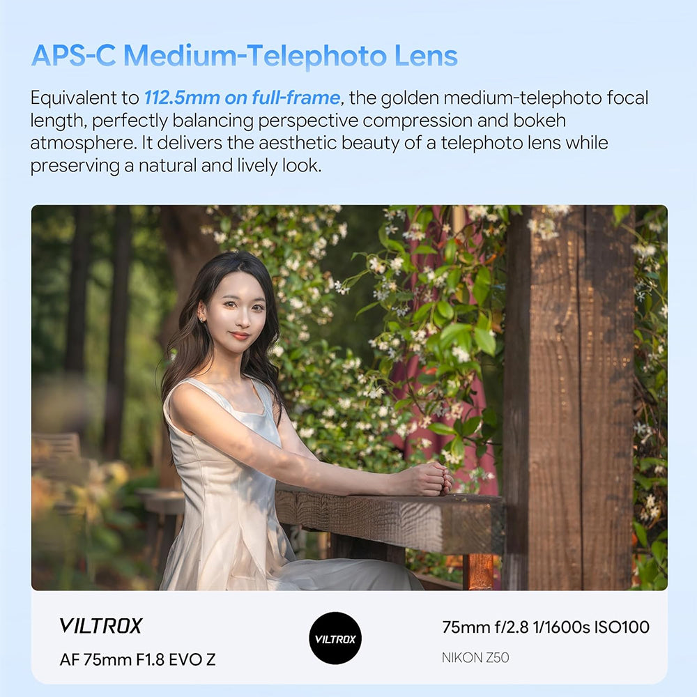 Viltrox AF 75mm F1.8 EVO APS-C Portrait Prime Lens for Fujifilm X / Nikon Z Mount with STM AF