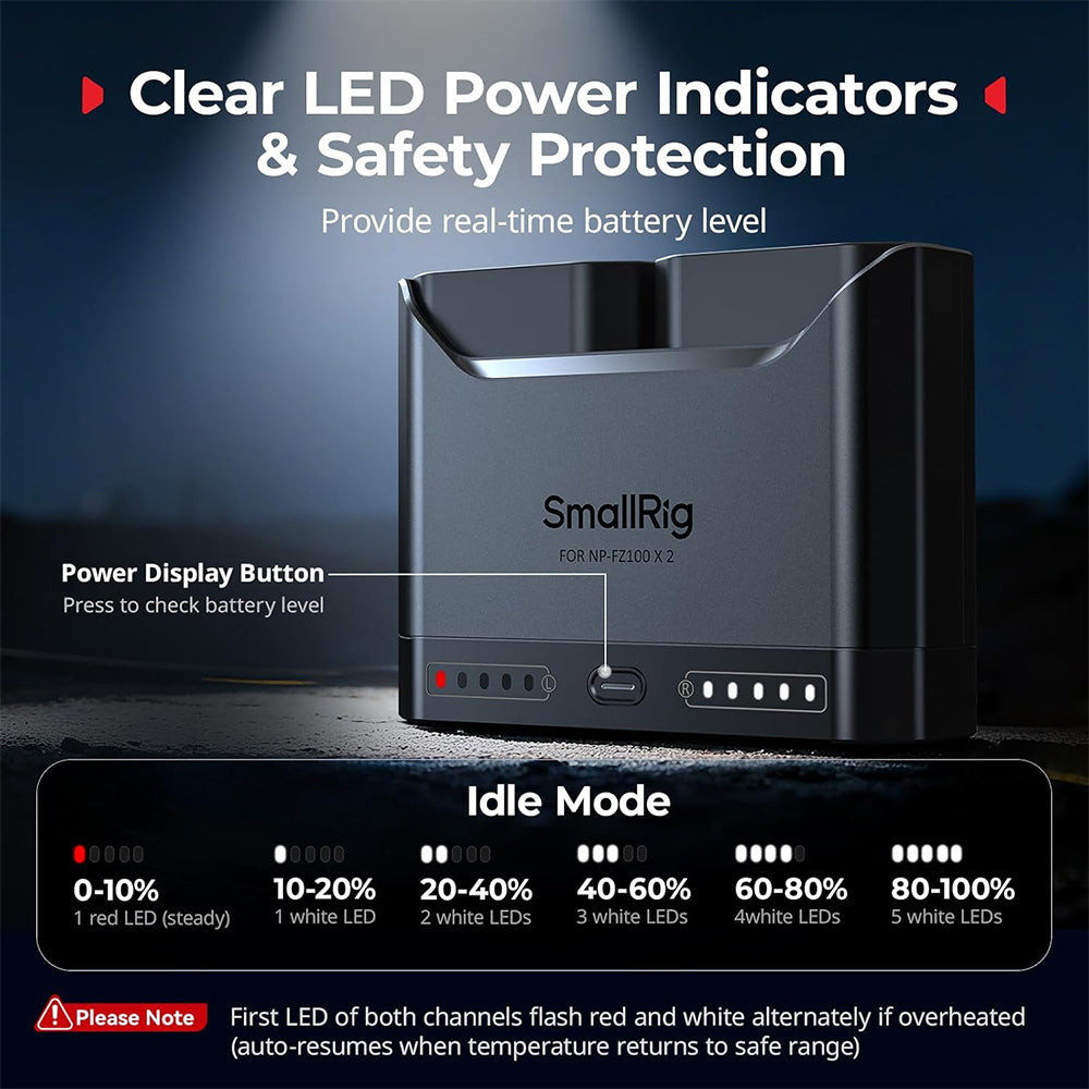 SmallRig NP-FZ100 / LP-E6NH / EN-EL15C / DMW-BLK22 / NP-FW50 Camera Battery Charger Kit